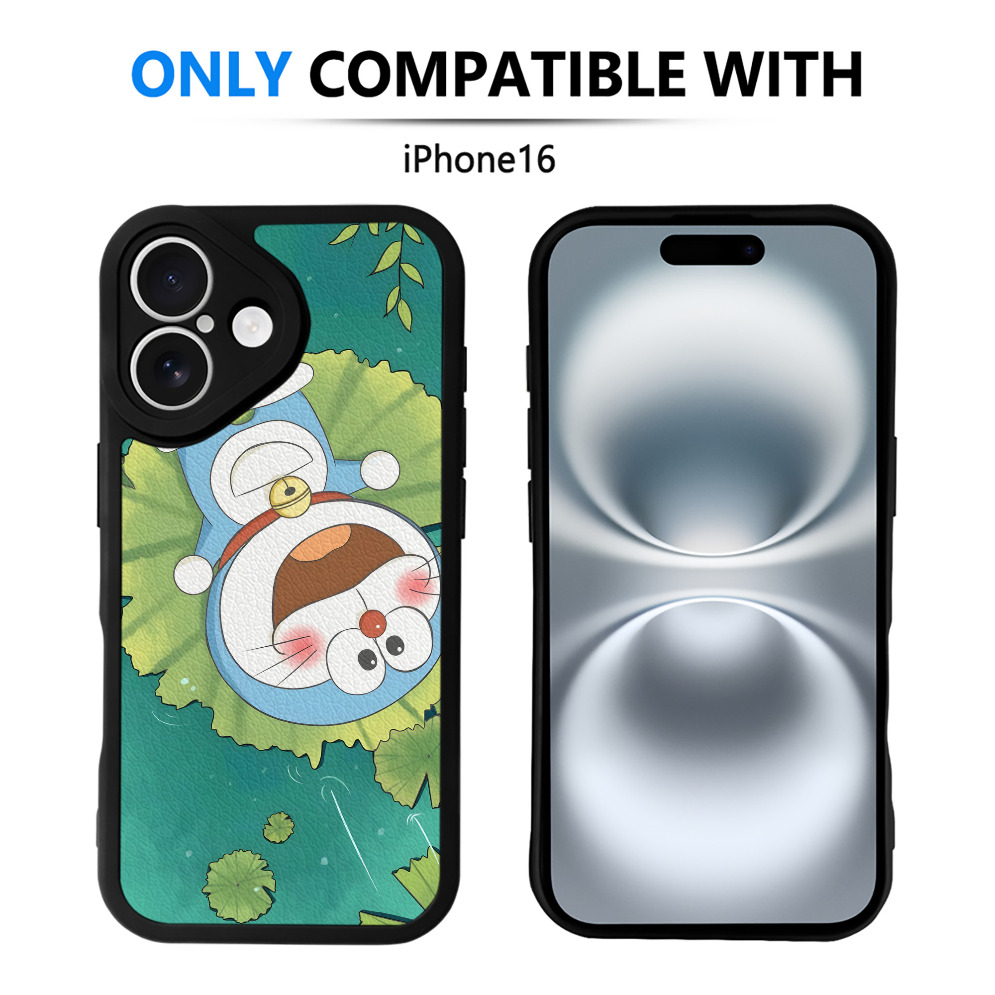 （画像用） ドラえもん Doraemon 【iPhone 16シリーズ対応】シリコンスマホケース（レザー調） 材質：シリコン